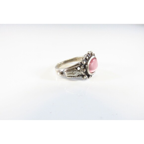Vintage Pink Cat’s Eye Sterling Silver Ring, Size 6.25, Victorian Style - Picture 3 of 7